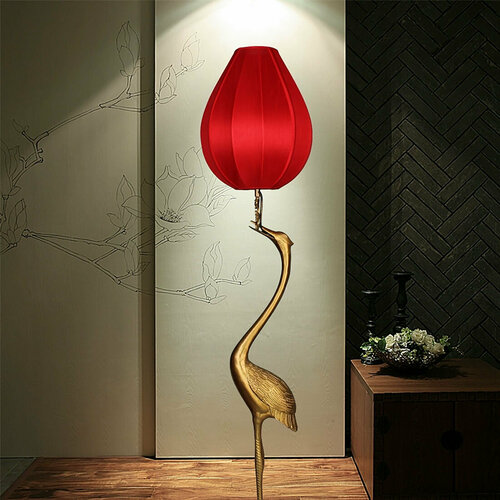 Интерьерный торшер в виде журавля Golden Crane (145 х 24 см)