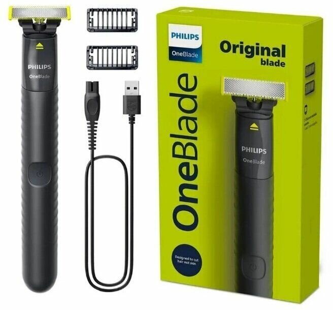 Триммер для бороды Philips OneBlade QP1424/10, автономное питание, 3 настройки длины стрижки — фото 1