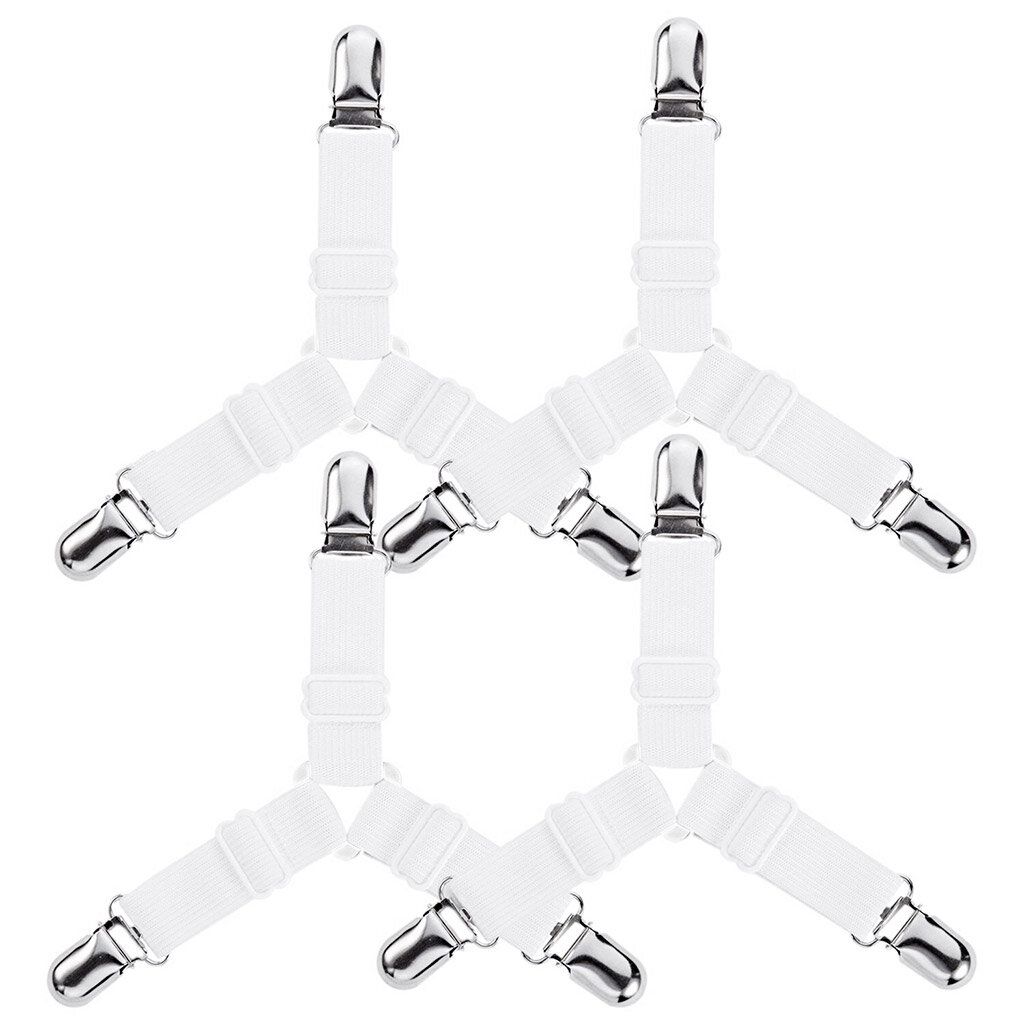 Держатели для простыни Домашняя Мода 4 шт, 3 луча по 30 см-3 зажима, для матрасов, цвет белый (П1/4-3)