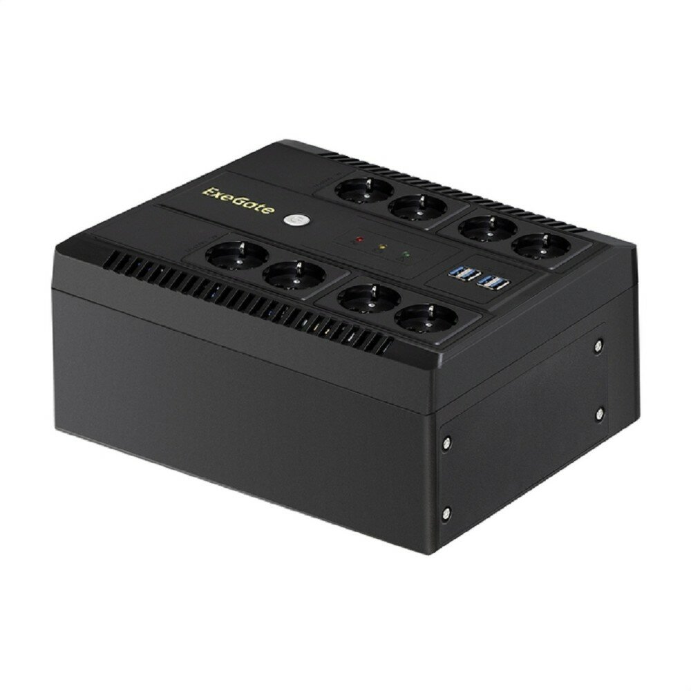 EXEGATE ИБП EX293853RUS ИБП NEO NNB-600. LED. AVR.8SH. CH <600VA 360W, LED, AVR, 8 Schuko, 4 USB-порта для зарядки, Black>