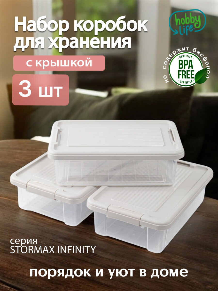 Набор коробок для хранения Hobby Life STORMAX INFINITY 6л 3 штуки белый