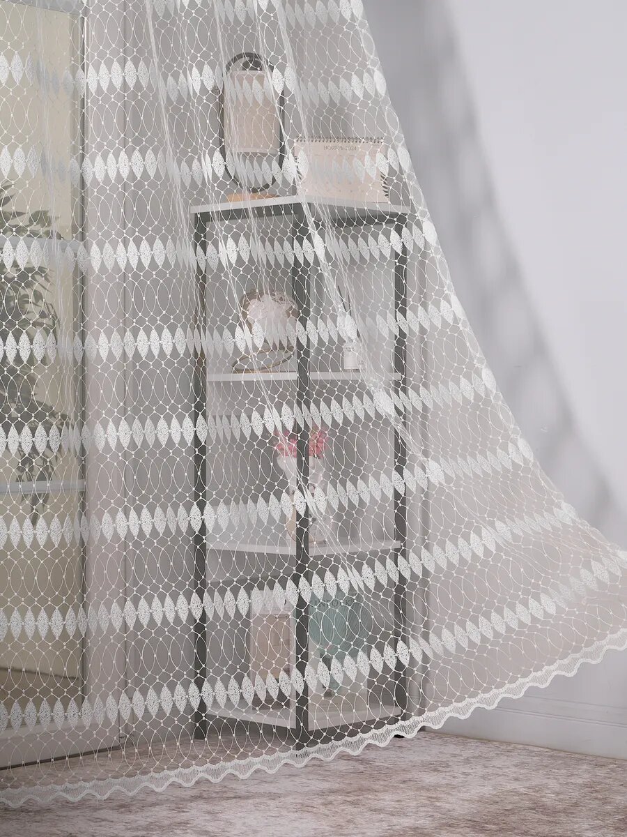 Тюль сетка с вышитым рисунком SANPA HOME 500х260 см, шторная лента