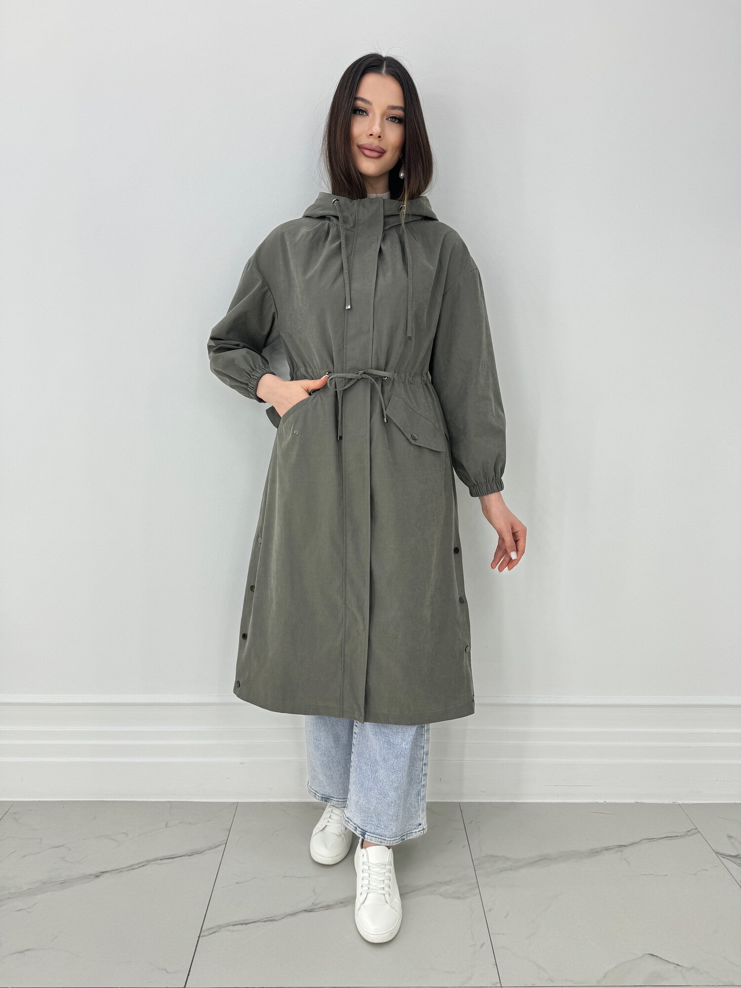 Плащ Karmelstyle весна, размер 48, хаки