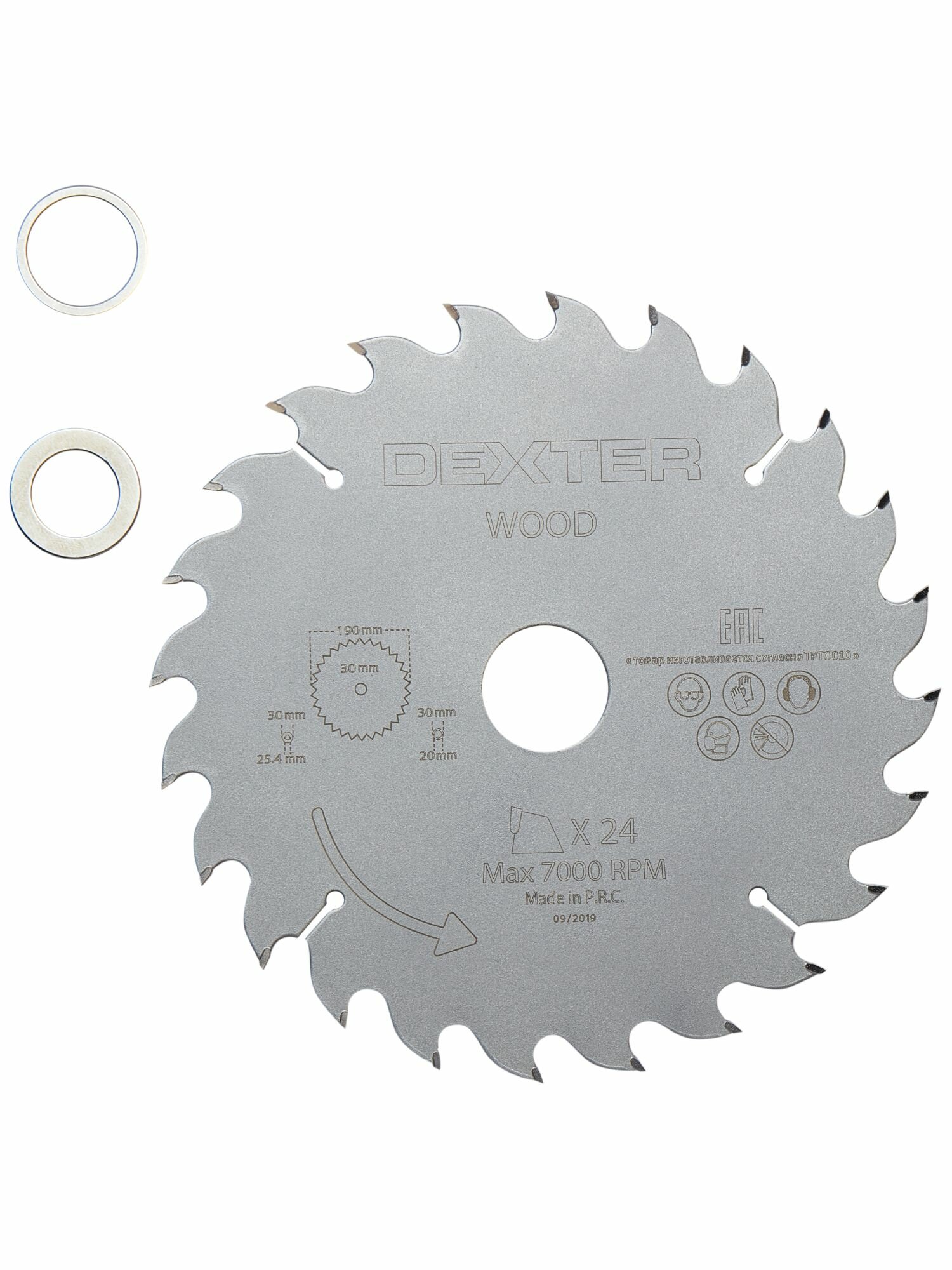 Диск пильный по дереву Dexter FD-E031903024T 24Т 190x30x1.2 мм кольца: 20 и 25.4