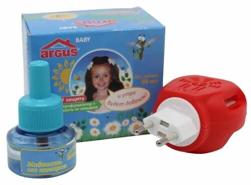 Фумигатор + Жидкость от комаров для детей Аргус BABY без запаха 30 мл.