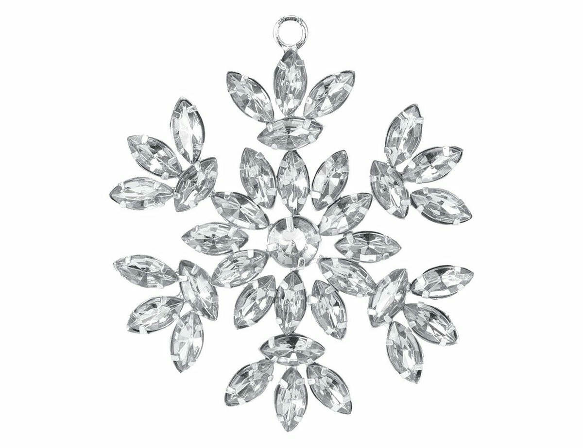 Елочная игрушка - крупные кристаллы, стекло, металл, серебряная, 10 см, Koopman International