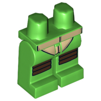 Hips and Legs with Turtle Shell and Dark Brown Knee Pads Pattern, 970c00pb0192 Bright Green U
