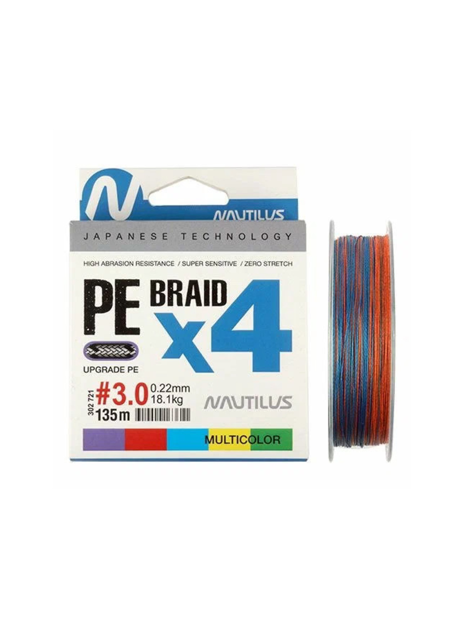 Шнур Nautilus BRAID X4 135м Multicolour # 1.2 (0.14мм 9.1кг)
