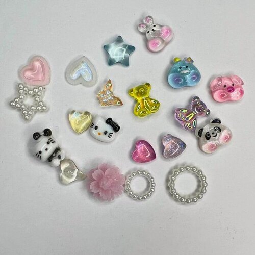 Изображение товара Фигурки объемные Zoo Nail Art пластиковые «Рандомный набор» №1865 20 шт для дизайна ногтей