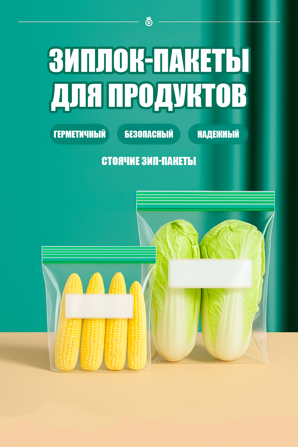 Герметичные пищевые пакеты (medium) с двойной молнией, многоразовые зип-лок для хранения продуктов, овощей и фруктов