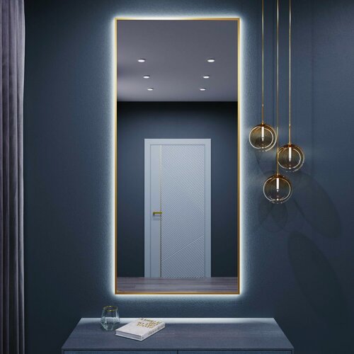 Изображение товара Зеркало настенное 130х70 см. BLX MIRROR с подсветкой в алюминиевой раме. Свет: Холодный белый 6000К, Золото