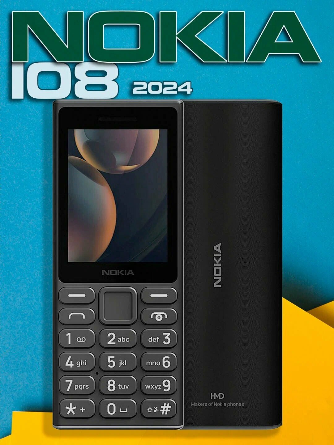 Кнопочный телефон NOKIA 108 TA-1627 DS, 1 месяц гарантия 1000 мАч IP54 & USB-Type B, черный копия