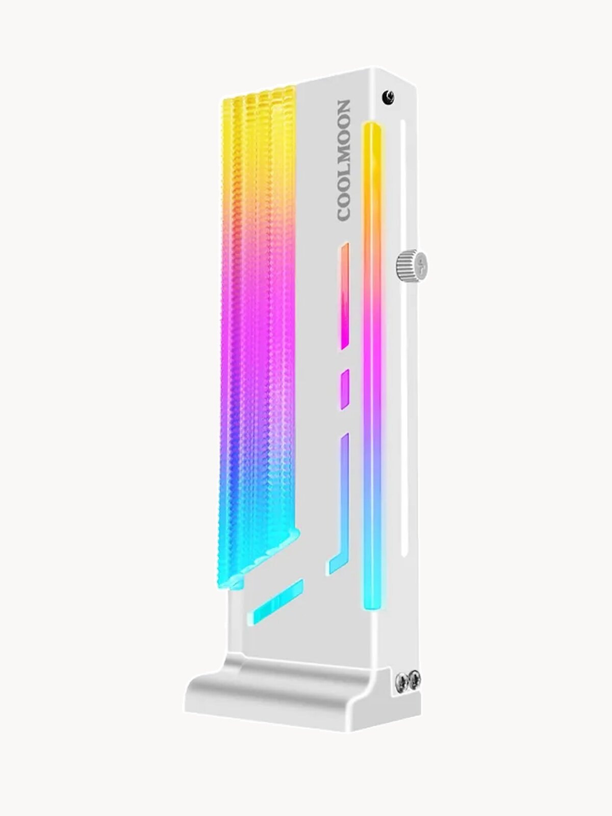 Кронштейн держатель (вертикальная стойка) с подсветкой ARGB для видеокарт NVIDIA и тд, планка COOLMOON, 42-175мм, белый