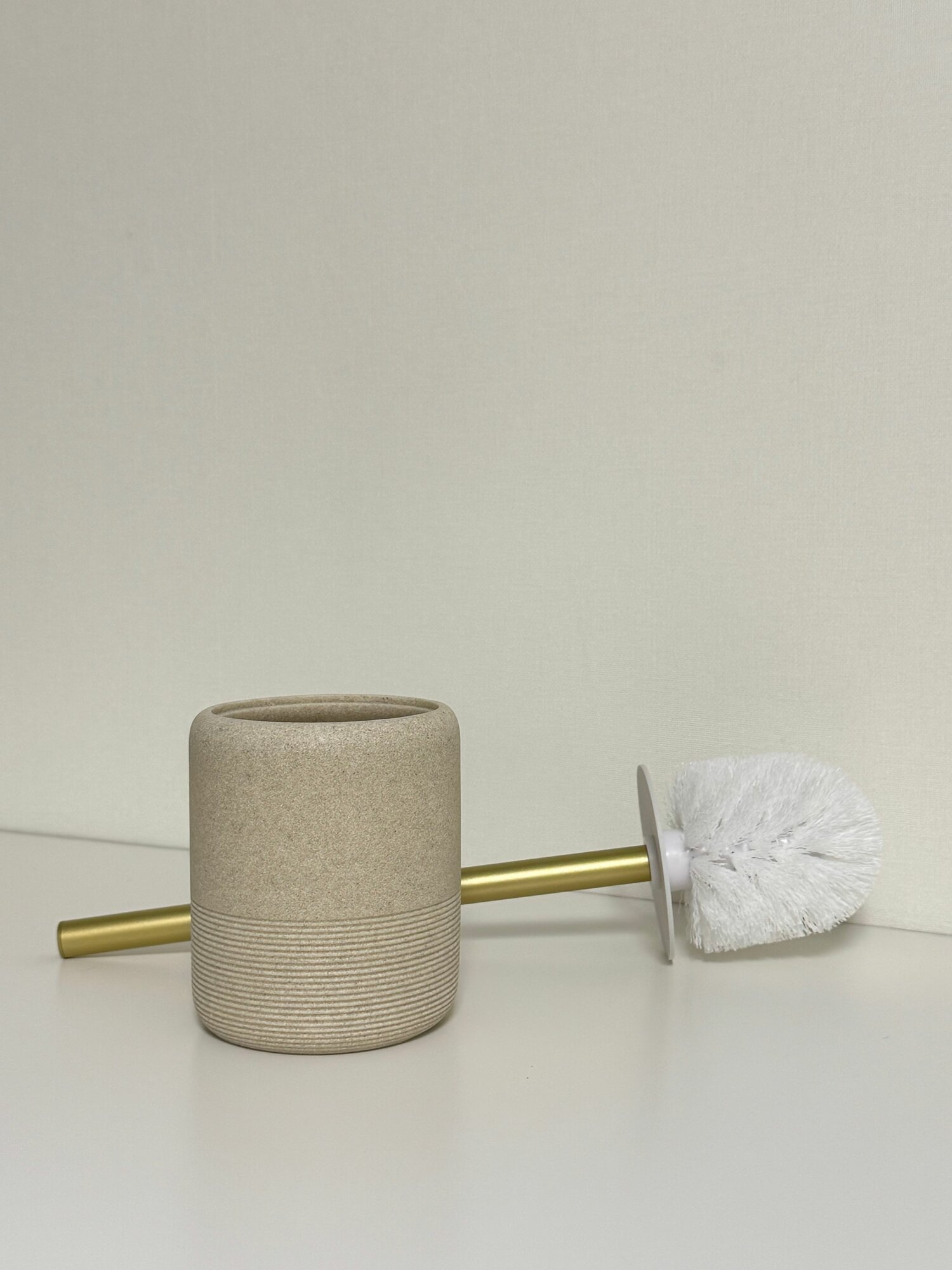 Ершик для унитаза с подставкой / ершик для туалета напольный бежевый