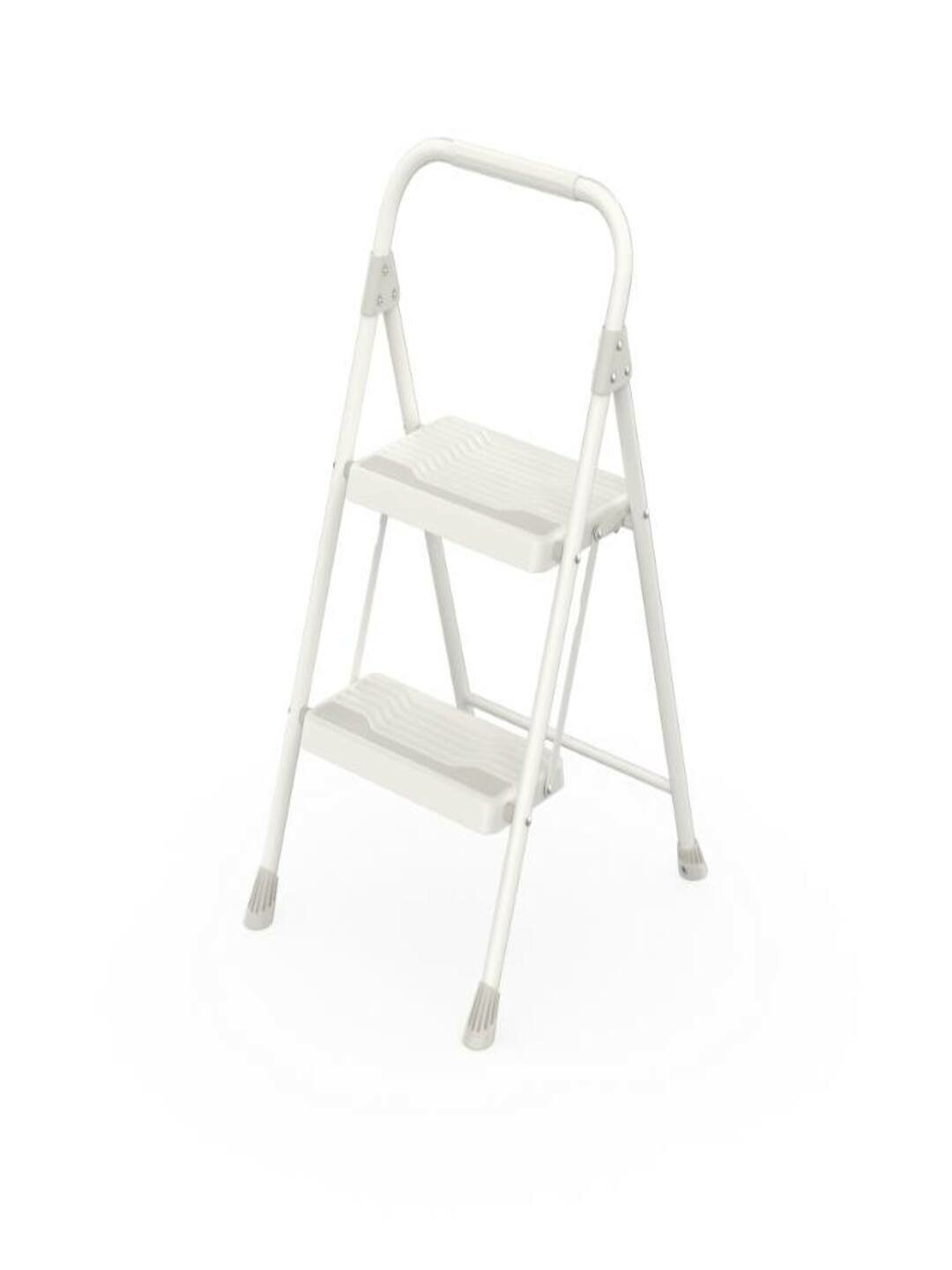 Лёгкая металлическая стремянка 2 ступени, стильного бежевого цвета, узкая и компактная