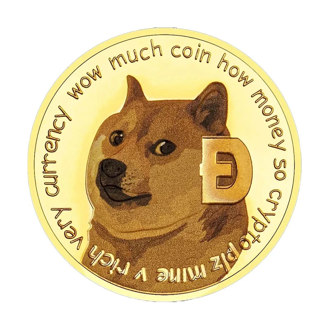 Золотая позолоченная монета Dogecoin