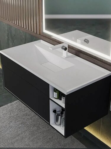 Изображение товара Раковина для ванной полувстраиваемая Uperwood Lotus 100 см, прямоугольная, белая глянцевая