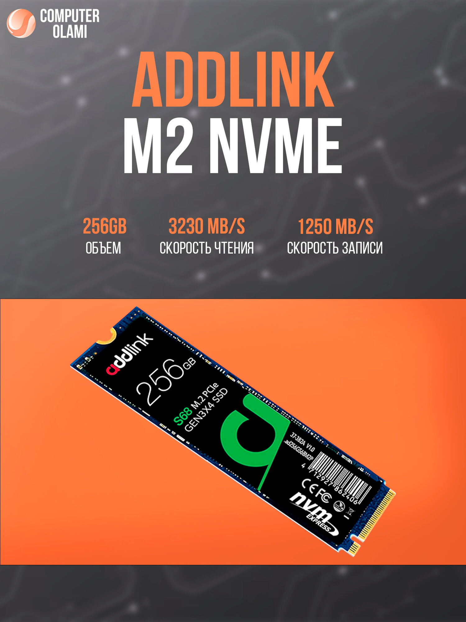 SSD Addlink 256GB M.2 NVMe — компактный формат, высокая скорость и современное решение