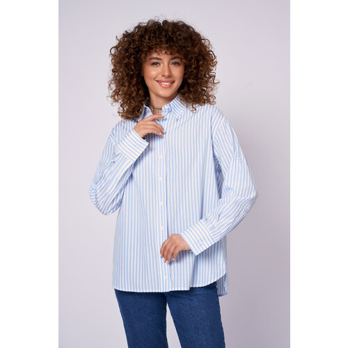 Блуза Electrastyle, размер 170-92-100, белый, голубой