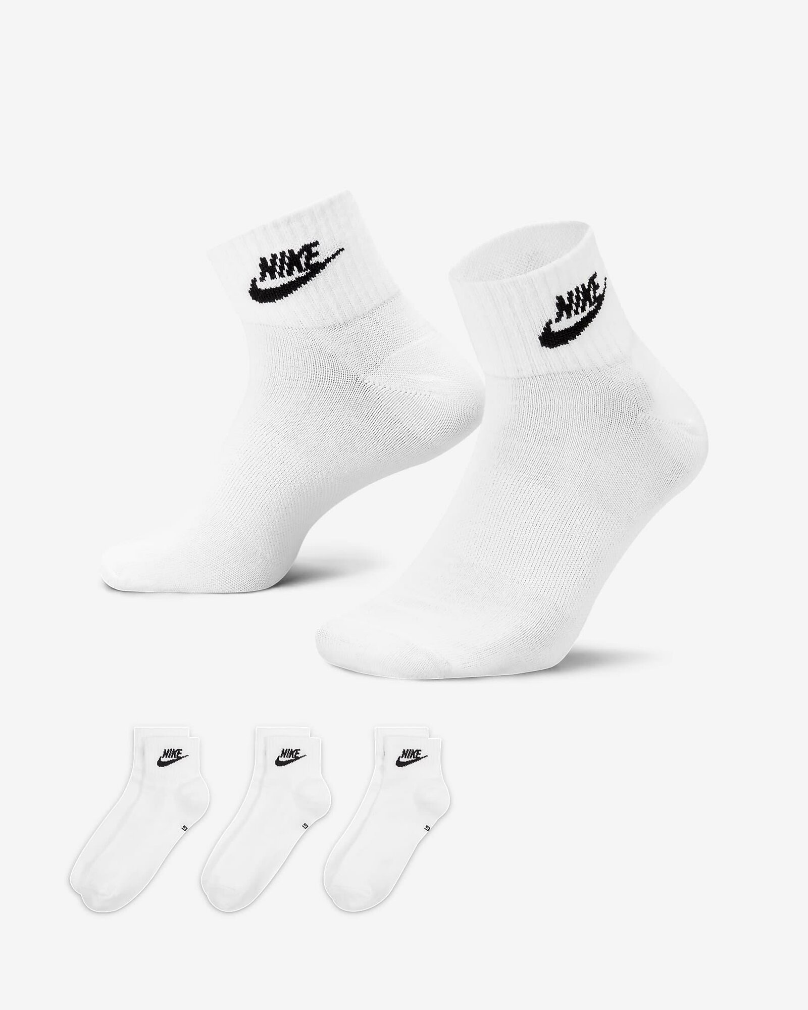 Носки NIKE Sportswear Everyday Essential, комплект, 3 пары, размер XL INT, белый