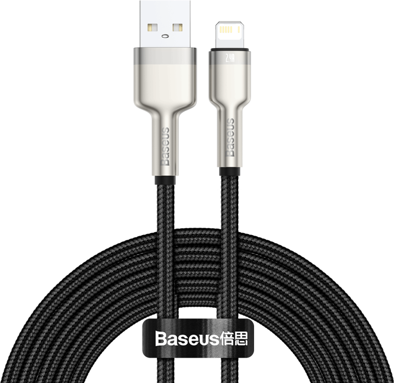 Кабель Baseus Cafule Series Metal Data Cable USB to Lightning 2.4A 2m Black (CALJK-B01)