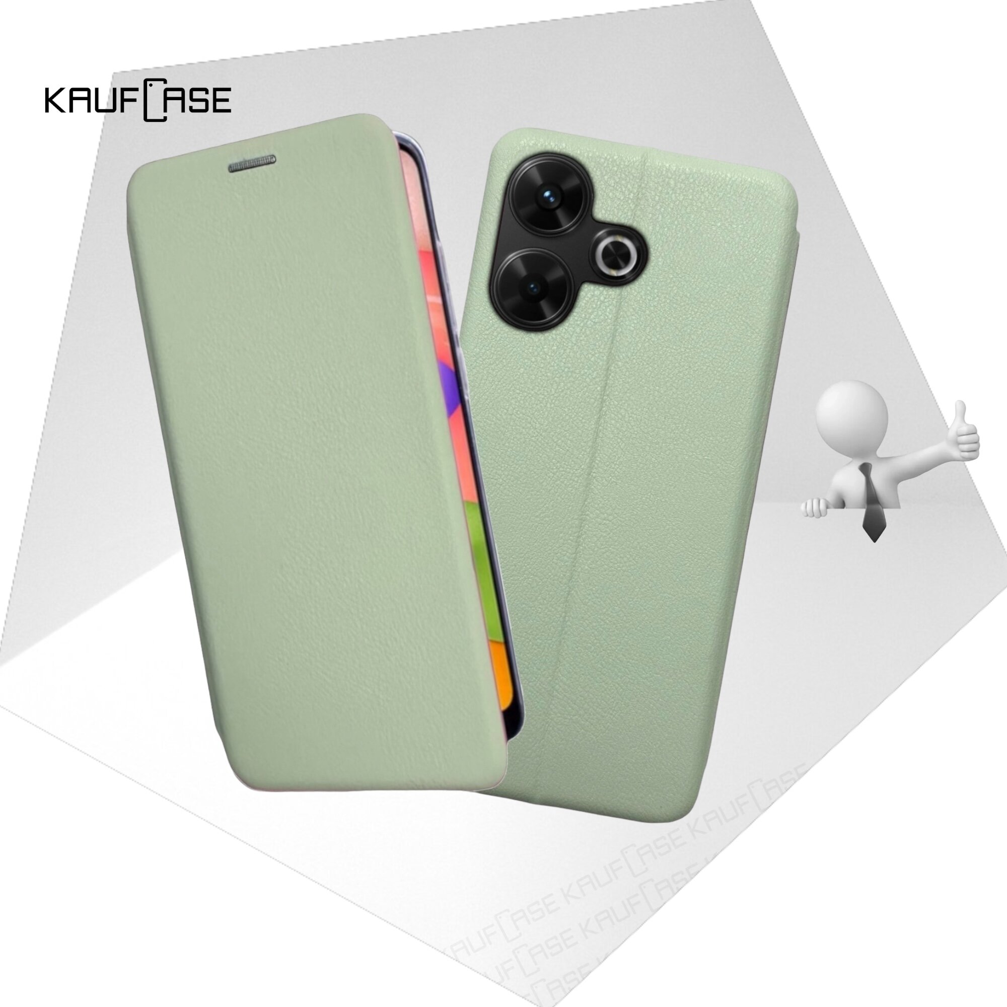 фото Чехол книжка для телефона Xiaomi Redmi 13 4G/Poco M6 4G (6.79"), аквамарин. Текстура под кожу