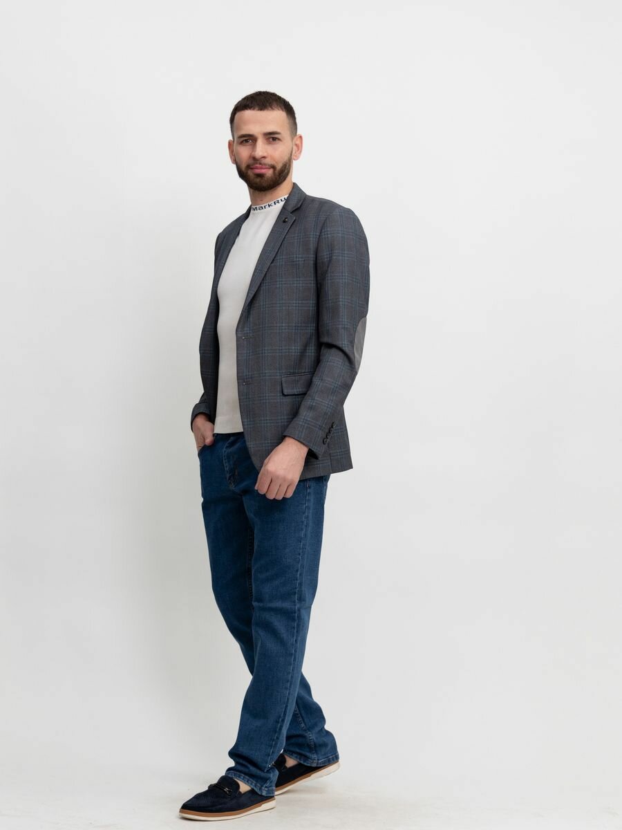 Пиджак Ruf Mark, размер 48, серый, бирюзовый — фото 1