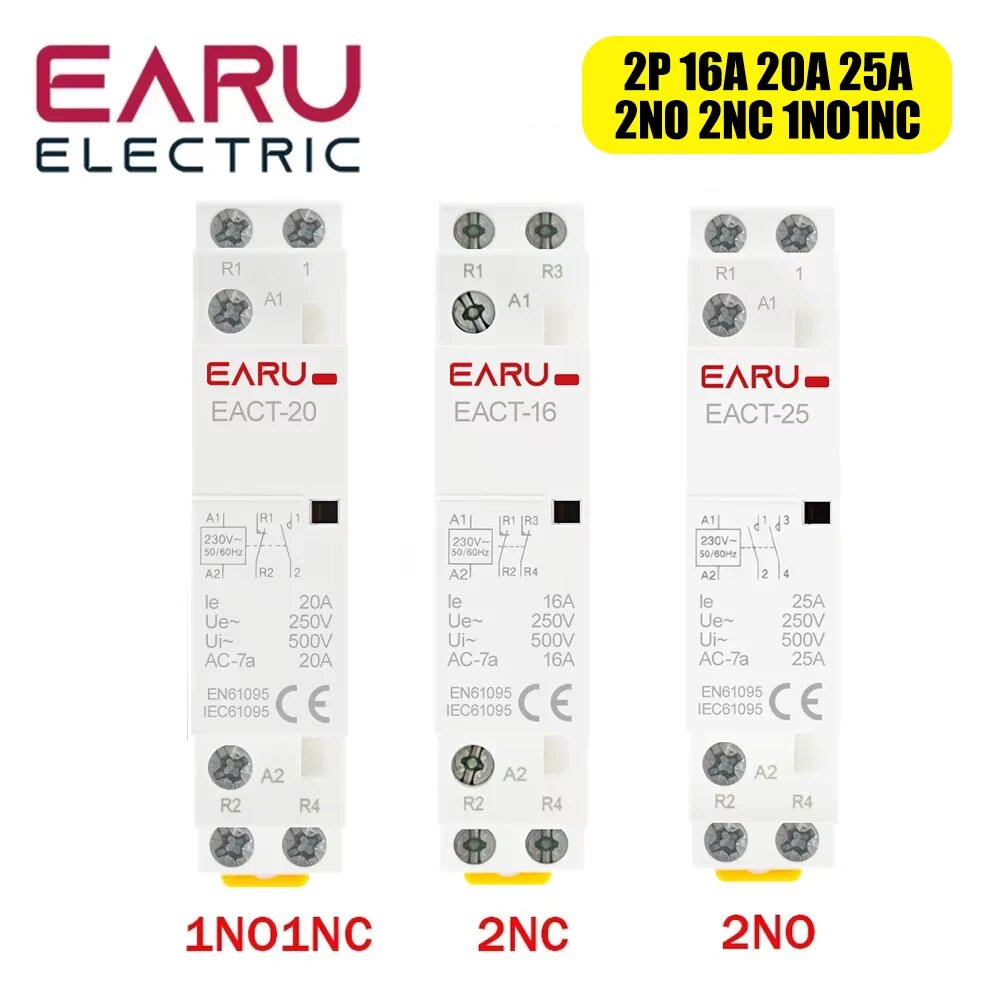 EARUELECTRIC EACT-2P-25 Контактор переменного тока 25A 2P 20A 2NO