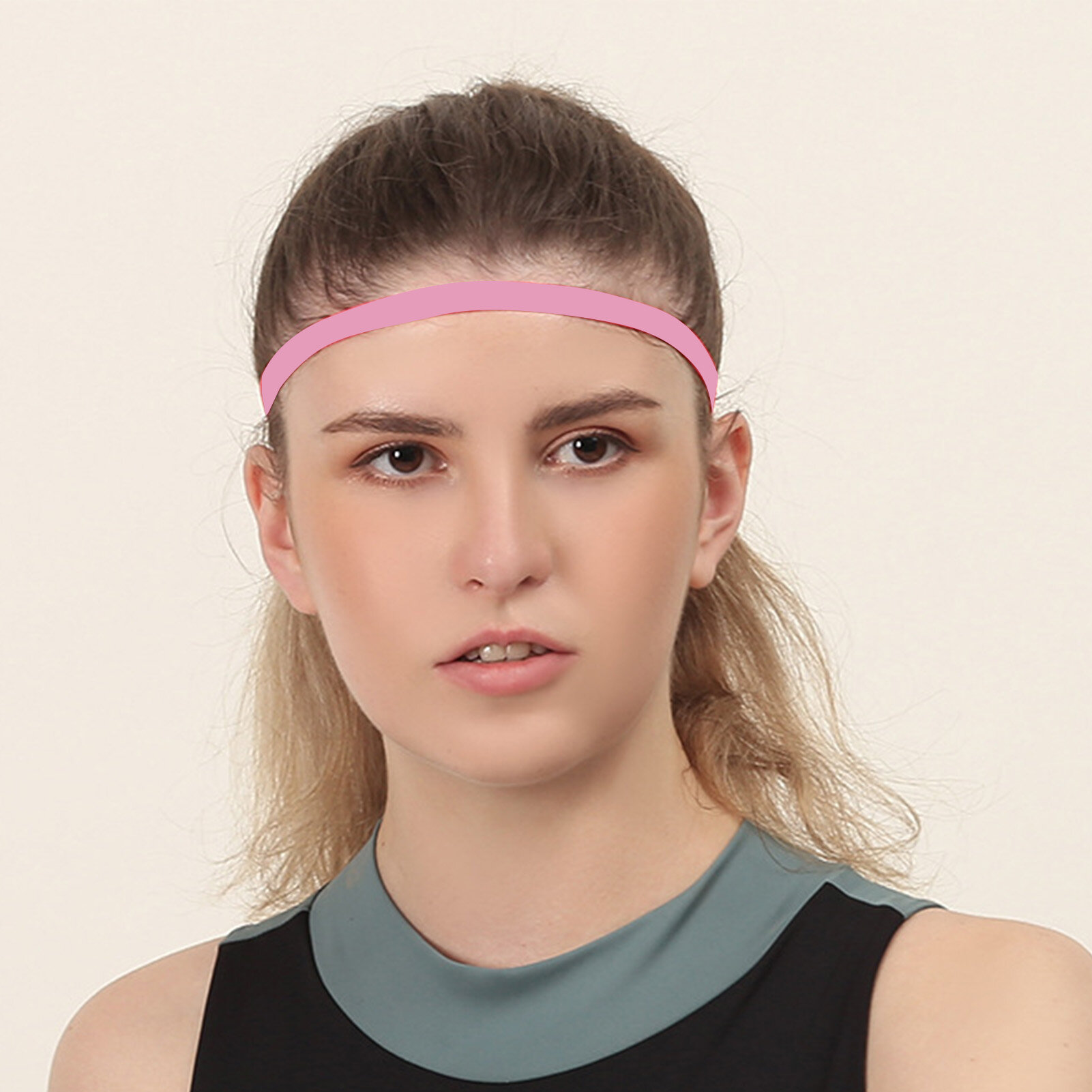 Тонкая нескользящая эластичная спортивная повязка на голову с нескользящей силиконовой ручкой Повязка на голову для упражнений Головные уборы для мужчин и женщин Футбол Баскетбол Футбол Теннис Розовый