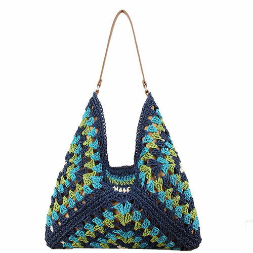 Сумка хобо фактура плетеная синий 2690₽