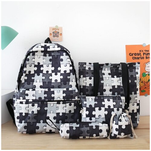 фото Набор рюкзаков 5 в 1/ модный орнамент/универсальный комплект/сумки в школу/ пазл no brand