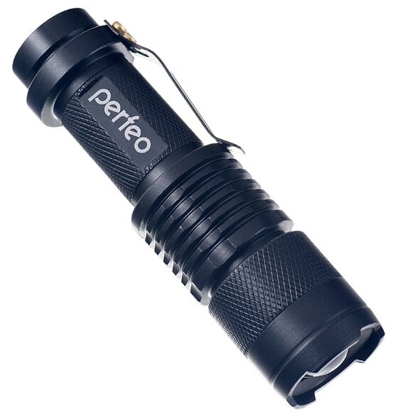 LED фонарик Perfeo LT-031-A алюмин. черный +ЗУ и аккумулятор