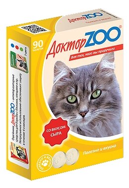 Добавка в корм Доктор ZOO для кошек Со вкусом сыра и биотином