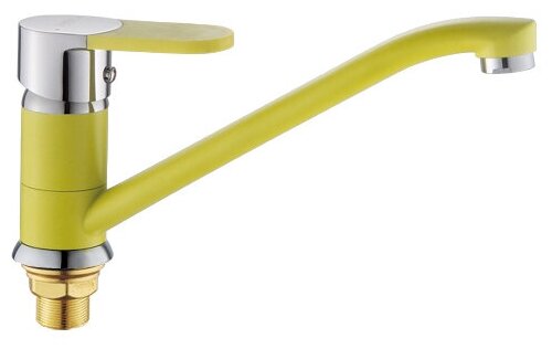 фото Смеситель на кухню Potato P49223-10 длинный излив, одноручковый, крепление гайка, жёлтый