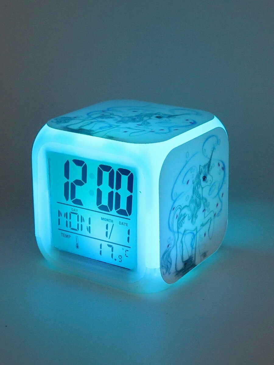 Часы-будильник Единорог с подсветкой №1 - фотография № 13