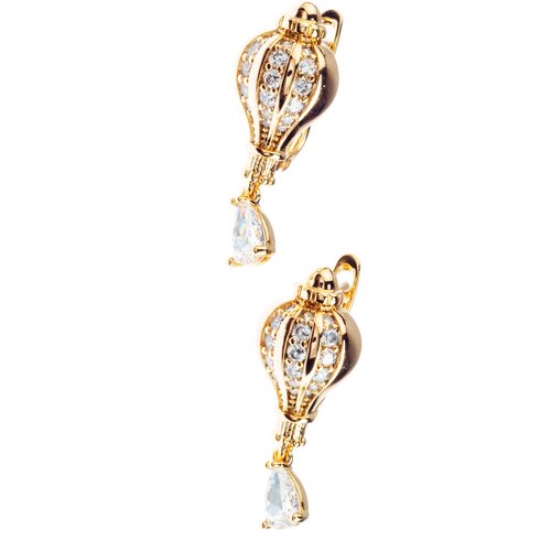 Серьги с подвесками XUPING JEWELRY, фианит, золотой женские эмалевые серьги кольца в форме сердца разноцветные висячие серьги подвески позолоченные латунные украшения съемные модные серьг