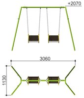 ROMANA Качели двойные сиденье со спинкой (цепная подвеска) 108.18.00-01 зеленый