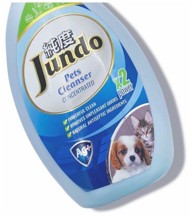 Конц-ный гель для уборки за домашними животными Jundo Pets cleanser с ионами серебра и коллагеном, 1 л - фотография № 4