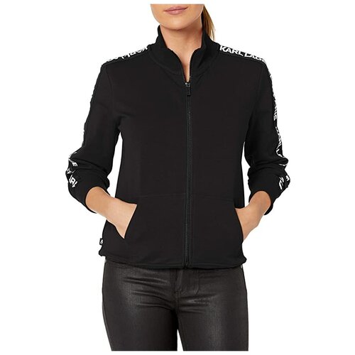 Толстовка Karl Lagerfeld XXS черная хлопковая с белыми лого лампасами Womens Karl Lagerfeld Track Jacket