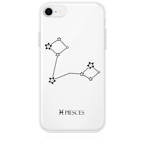 Прозрачный силиконовый чехол с кристаллами Lux для iPhone 7/8/SE2020 Знак зодиака Рыбы Pisces для Айфон 7/8/СЕ2020