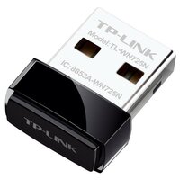 Сетевой адаптер WiFi TP-Link TL-WN725N черный, разъем USB 2.0, интерфейс подключения USB 2.0