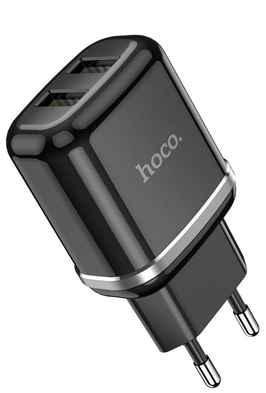 Сетевое ЗУ HOCO N4, 2хUSB-А, 2.4А, черный (12/120)