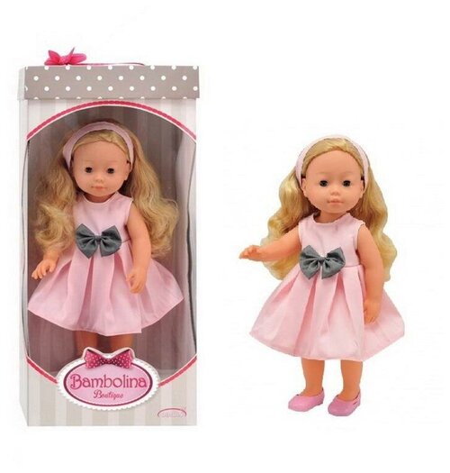 Кукла DIMIAN 40 см, розовое платье, изготовлена из ПВХ, глаза закрываются, в коробке