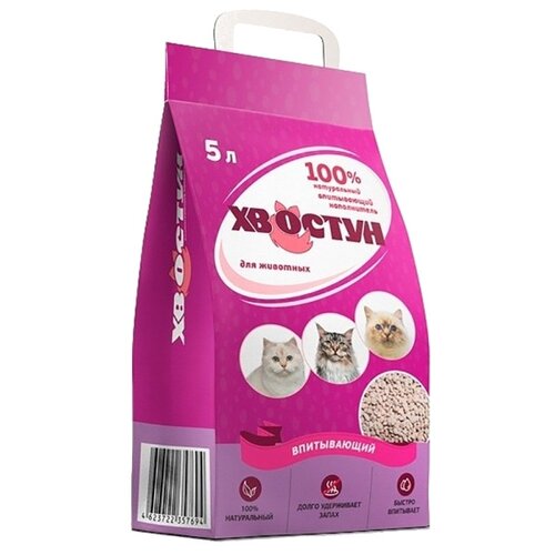 Наполнитель хвостун впитывающий 3 кг, объем 5 литров