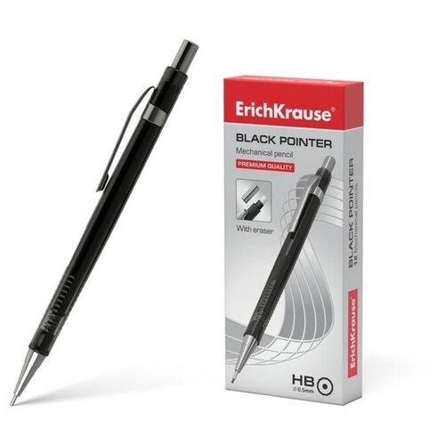 Карандаш механический НВ, 0.5 мм, ErichKrause Black Pointer erichkrause карандаш механический softline нв 0 9 мм