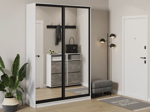 Изображение товара Шкаф купе для одежды Матэрна лофт белый (зеркальный) 160х50х240 см