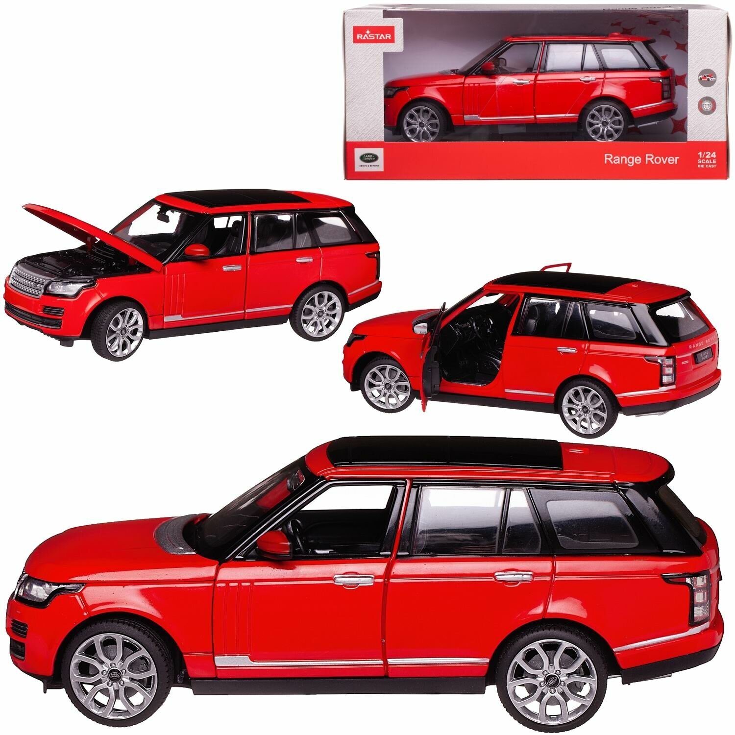 Машина металлическая 1:24 Range Rover, цвет красный , двери и капот открываются 56300R