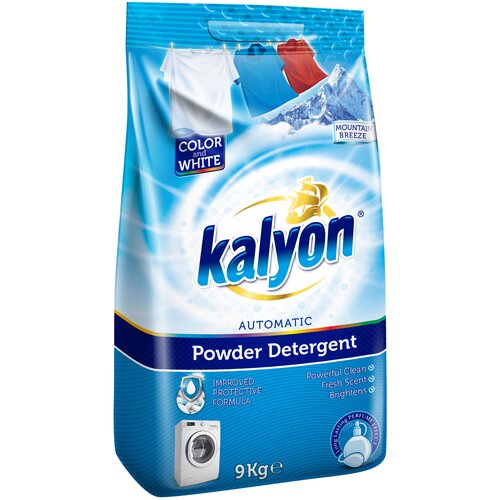Средство для стирки универсальный стиральный порошок автомат для белого и цветного белья KALYON POWDER DETERGENT Горный Бриз 9 кг