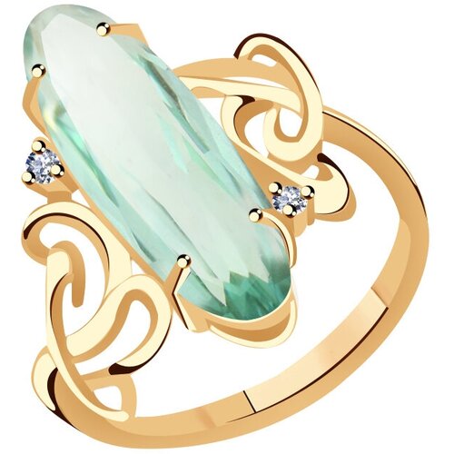 фото Золотое кольцо русь золотая пк389-63422 с цирконием и аквамарином diamant-online