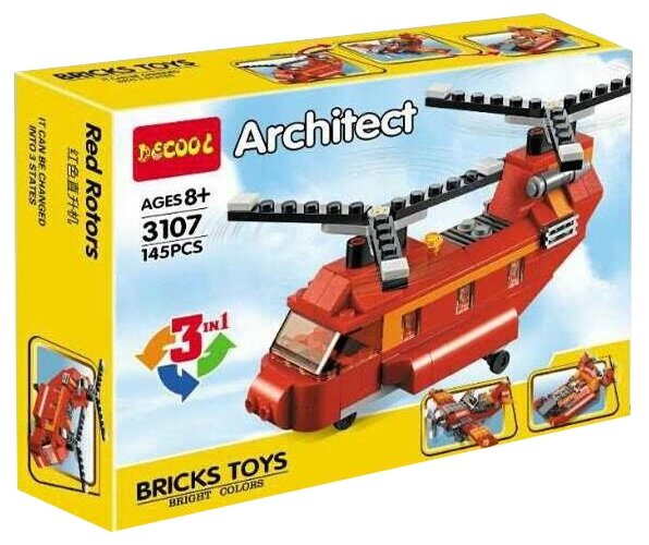 Jisi bricks (Decool) Architect 3107 Вертолет 3 в 1